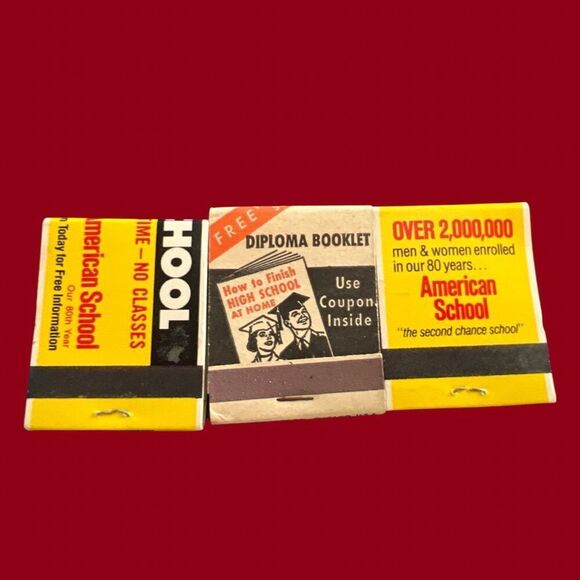 3 Vintage High School “Drop Out” “Get Diploma” Matchbooks Unstruck - Picture 2 of 3